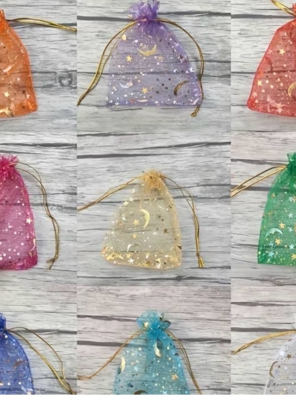 Sparkle Moon Organza Drawstring Pouch - multicolor 100 piece brand new #83